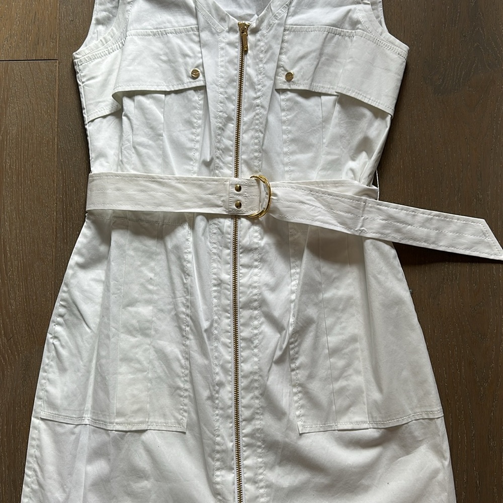 Tory Burch White Sleeveless Belted Dress - Picture 4 of 7